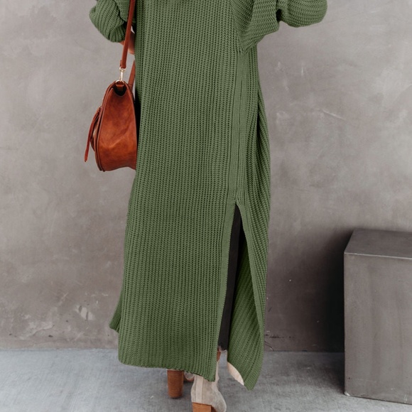 Olive Green Duster Cardigan - Picture 4 of 6